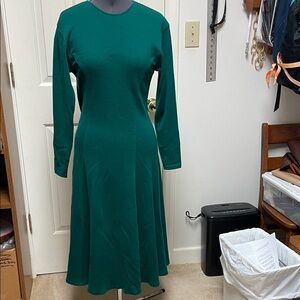 Dark Green Knit Long Sleeve Dress